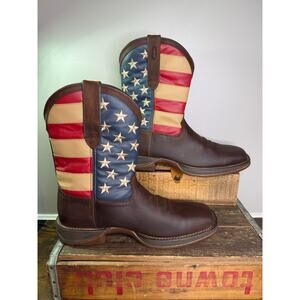 Durango Rebel Cowboy Boots Mens 12D Patriotic Flag Western Pull On Cowboy DB5554
